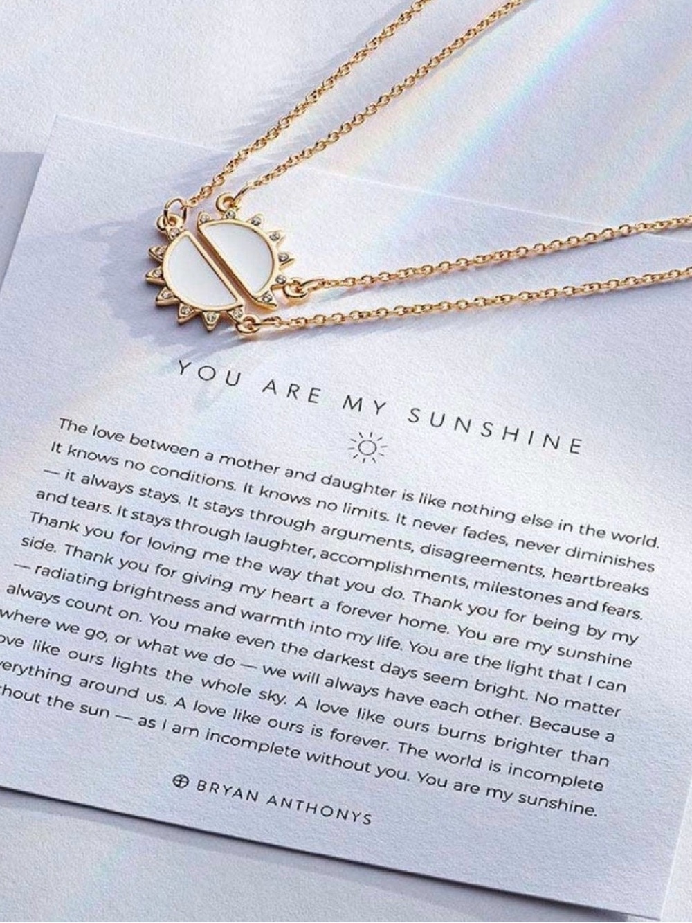 Bryan Anthonys Rose Gold & White Enamel "You Are My Sunshine"